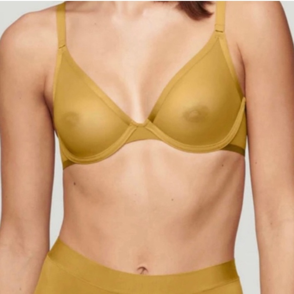 Cuup The Plunge Bra Mesh Mustard Size 34B